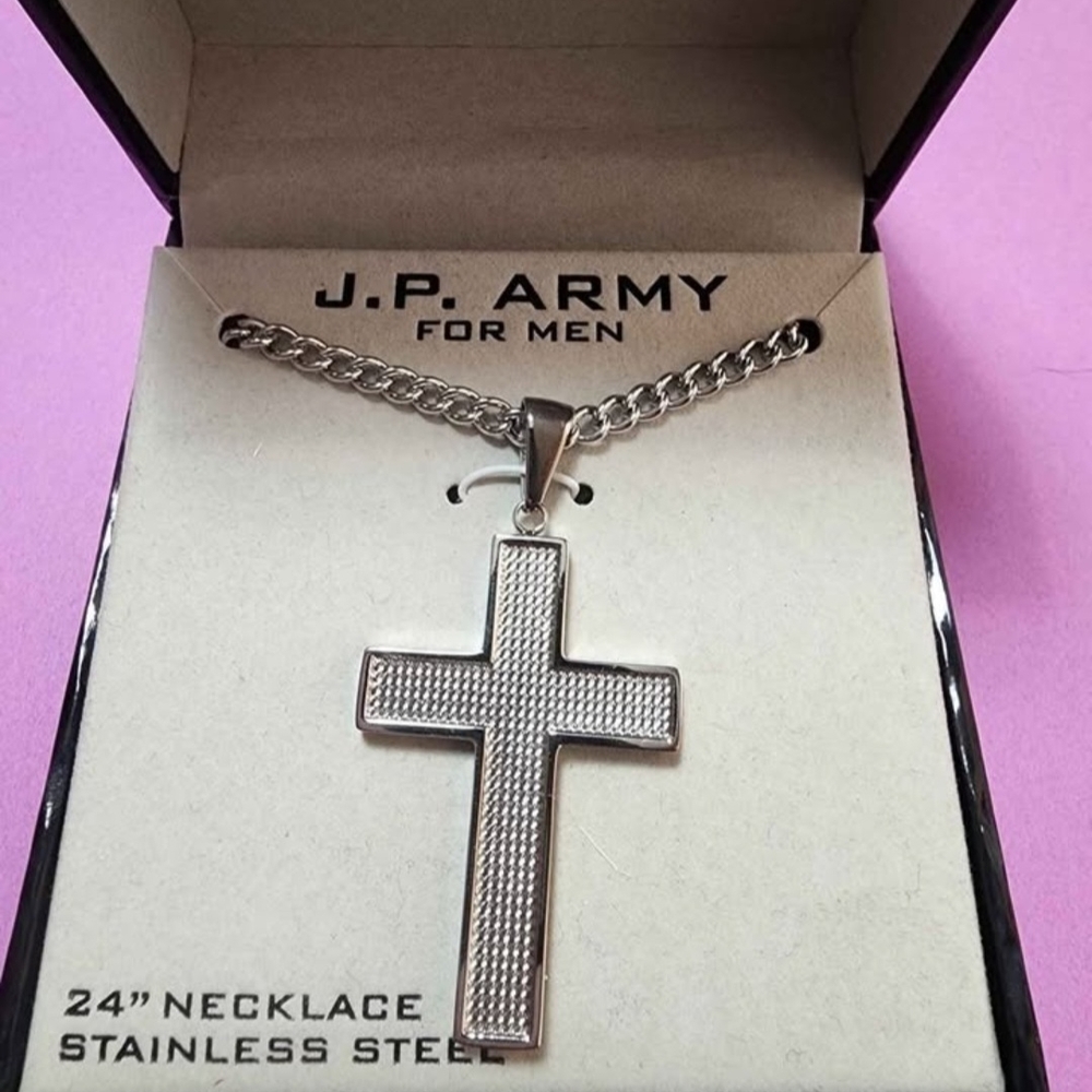 J.P. Army Stainless Steel Cross Necklace